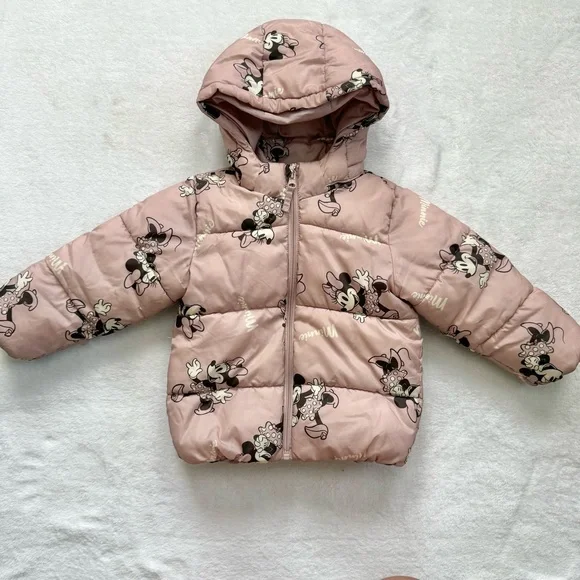 H&M Jackets Coats Hm Minnie Mouse Patterned Puffer Jacket
